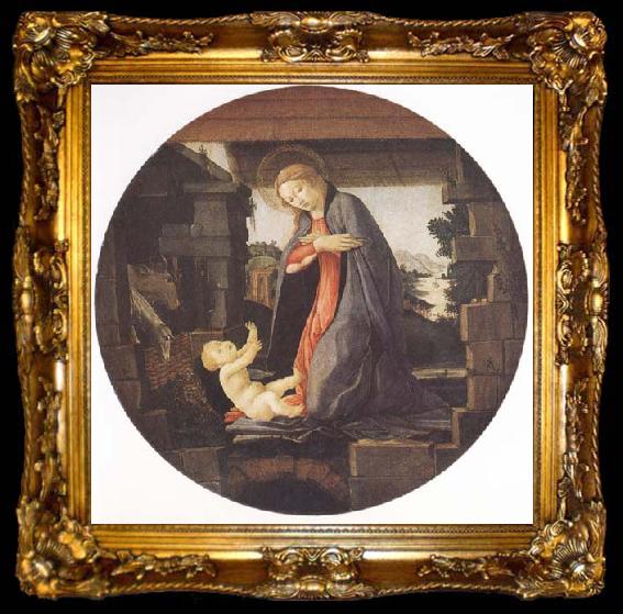 framed  Sandro Botticelli Madonna in Adoration of the Christ Child, ta009-2